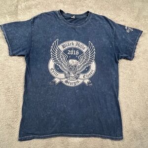 Sturgis 2016 T-Shirt Mens L Blue Acid Wash Black Hills Cycle Classic Biker
